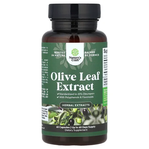 Nature's Craft, Extracto de hoja de olivo, 750 mg, 60 cápsulas