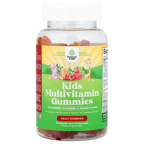 Nature's Craft, Gomitas multivitamínicas para niños, Fresa, frambuesa y naranja, 90 gomitas