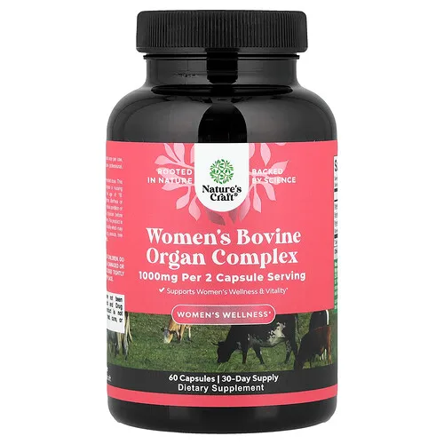 Nature's Craft, Bienestar de la mujer, Complejo de órganos bovinos para mujeres, 60 cápsulas