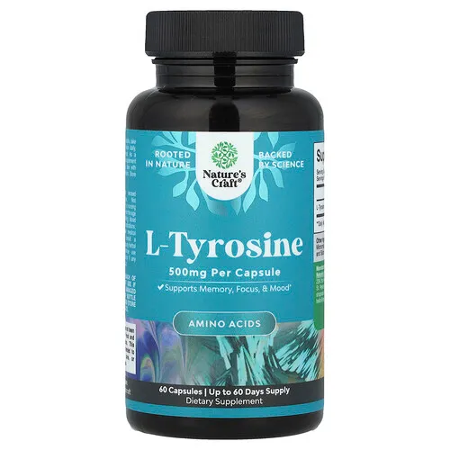 Nature's Craft, L-tirosina, 500 mg, 60 cápsulas