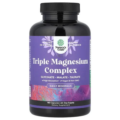 Nature's Craft, Complejo de triple magnesio, 180 cápsulas (133 mg por cápsula)