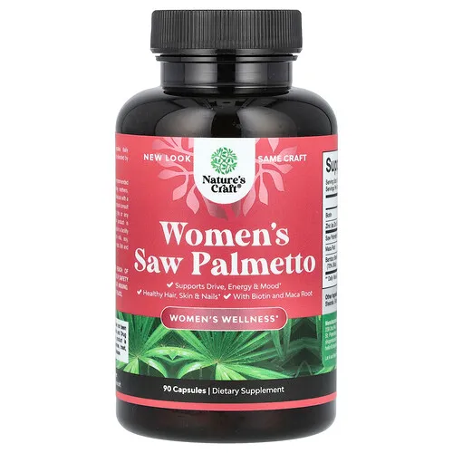 Nature's Craft, Palma enana americana para mujeres, 90 cápsulas