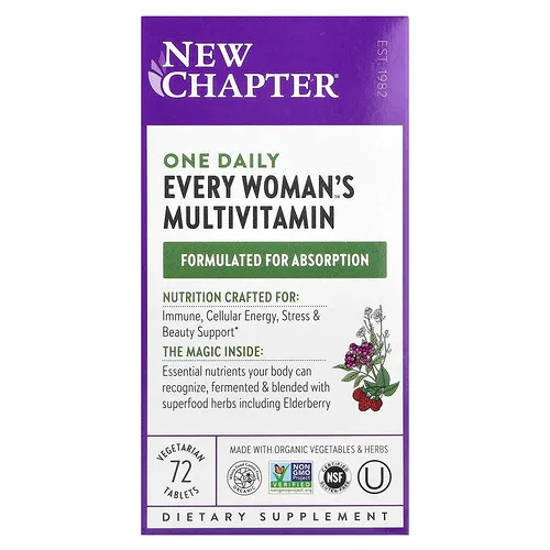 New Chapter, Suplemento multivitamínico de un día para todas las mujeres, 72 comprimidos vegetales