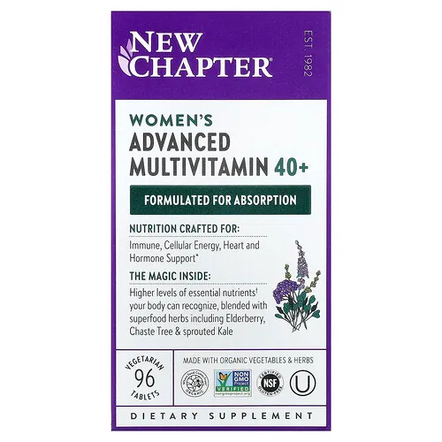 New Chapter, Suplemento multivitamínico avanzado para mujeres mayores de 40 años, 96 comprimidos vegetales