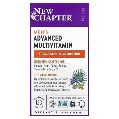 New Chapter, Suplemento multivitamínico avanzado para hombres, 120 comprimidos vegetales
