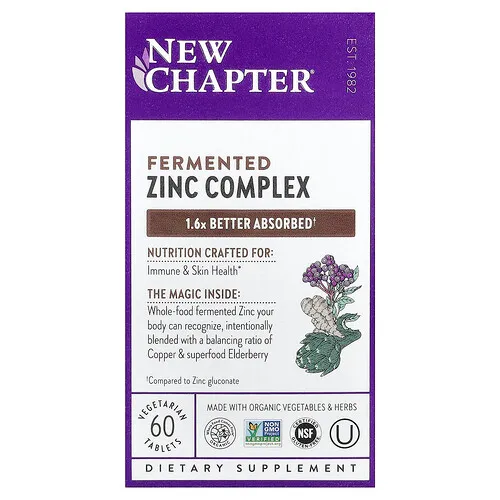 New Chapter, Complejo de zinc fermentado, 60 comprimidos vegetales