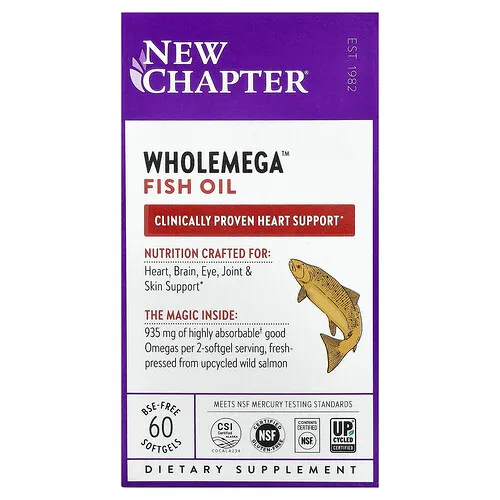 New Chapter, Wholemega™, Aceite de pescado, 60 cápsulas blandas