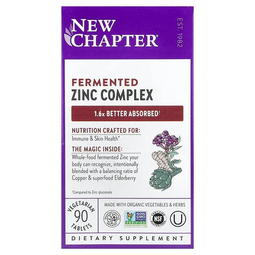 New Chapter, Complejo de zinc fermentado`` 90 comprimidos vegetales