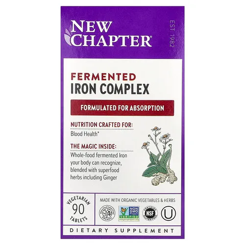 New Chapter, Complejo de hierro fermentado`` 90 comprimidos vegetales