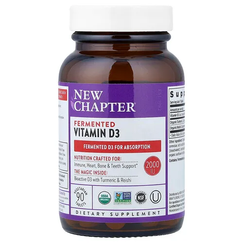 New Chapter, Vitamina D3 fermentada, 90 comprimidos vegetales