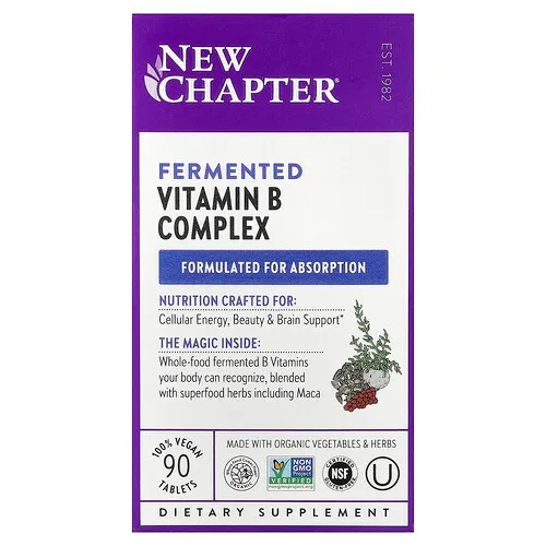 New Chapter, Complejo de vitaminas B fermentadas, 90 comprimidos veganos