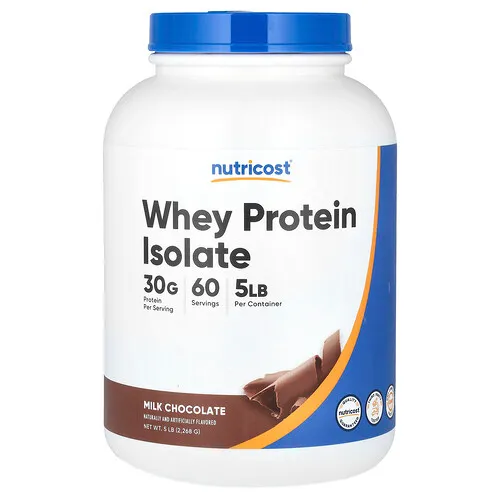 Nutricost, Aislado de proteína de suero de leche, Chocolate con leche, 2268 g (5 lb)