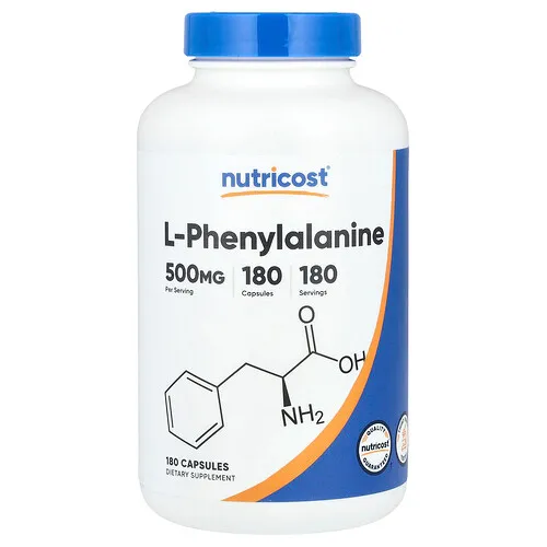 Nutricost, L-fenilalanina, 500 mg, 180 cápsulas
