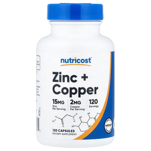 Nutricost, Zinc y cobre, 120 cápsulas