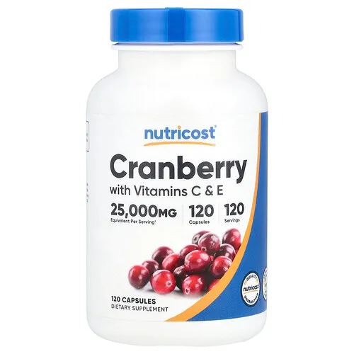 Nutricost, Arándano rojo con vitaminas C y E, 120 cápsulas