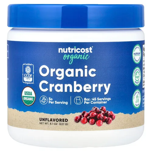 Nutricost, Arándano rojo orgánico, Sin sabor, 227 g (8,1 oz)