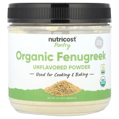 Nutricost, Pantry, Fenogreco orgánico en polvo, Sin sabor, 454 g (16,2 oz)