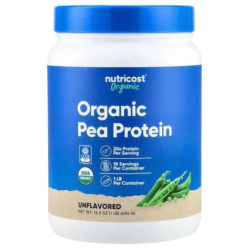 Nutricost, Proteína de guisante orgánico, Sin sabor, 454 g (1 lb)