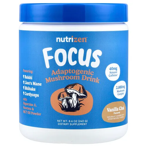 Nutricost, NutriZen®, Focus, Bebida de hongos adaptógenos, Chai de vainilla, 240 g (8,6 oz)