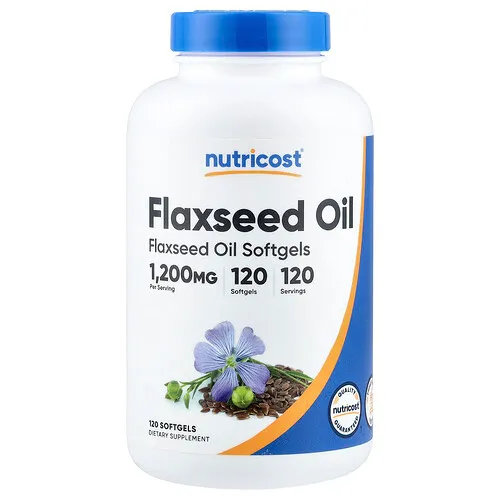 Nutricost, Aceite de linaza, 1200 mg, 120 cápsulas blandas