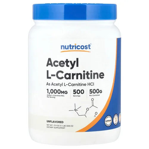 Nutricost, Acetil L-carnitina, Sin sabor`` 500 g (1,1 lb)