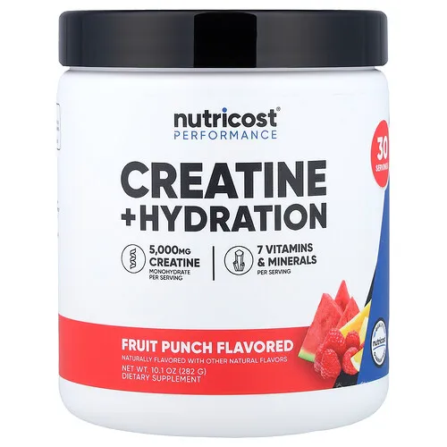 Nutricost, Performance, Creatina más hidratación, Ponche de frutas, 282 g (10,1 oz)