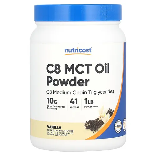 Nutricost, Aceite de MCT C8 en polvo, Vainilla, 454 g (1 lb)