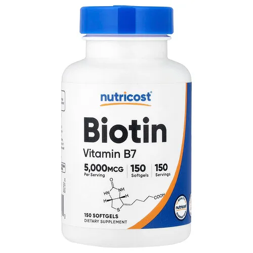 Nutricost, Biotina, 5000 mcg, 150 cápsulas blandas