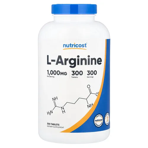 Nutricost, L-arginina, 1000 mg, 300 comprimidos