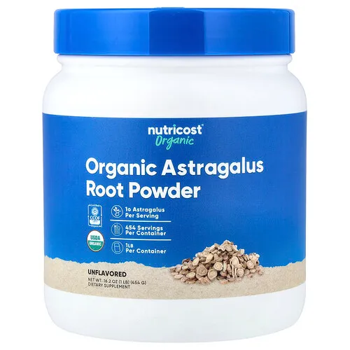 Nutricost, Raíz de astrágalo orgánico en polvo, Sin sabor, 454 g (16,2 oz)