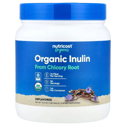 Nutricost, Inulina orgánica en polvo, Sin sabor, 454 g (16,2 oz)