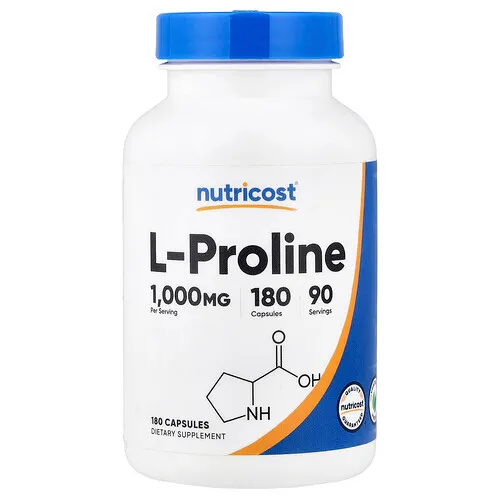 Nutricost, L-prolina, 180 cápsulas (500 mg por cápsula)