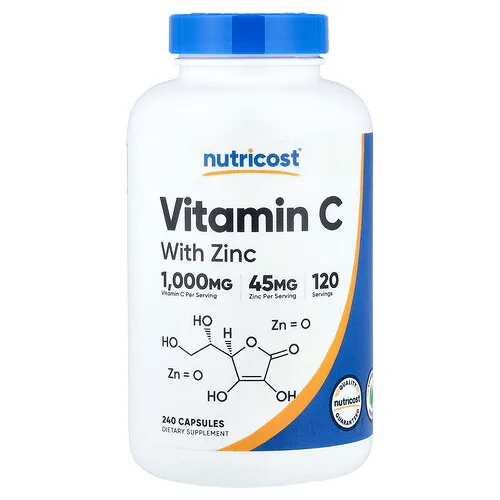 Nutricost, Vitamina C con zinc, 240 cápsulas