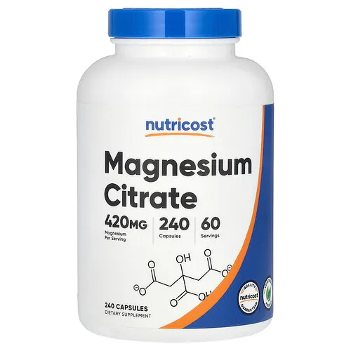 Nutricost, Citrato de magnesio, 240 cápsulas (105 mg por cápsula)