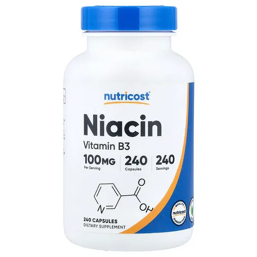 Nutricost, Niacina, 100 mg, 240 cápsulas