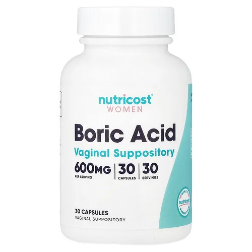 Nutricost, Óvulos vaginales de ácido bórico para mujeres, 600 mg, 30 cápsulas