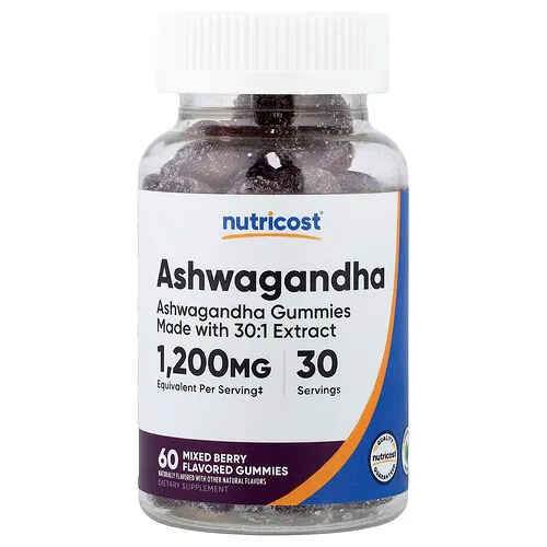 Nutricost, Gomitas de ashwagandha, Bayas mixtas, 60 gomitas (600 mg por gomita)