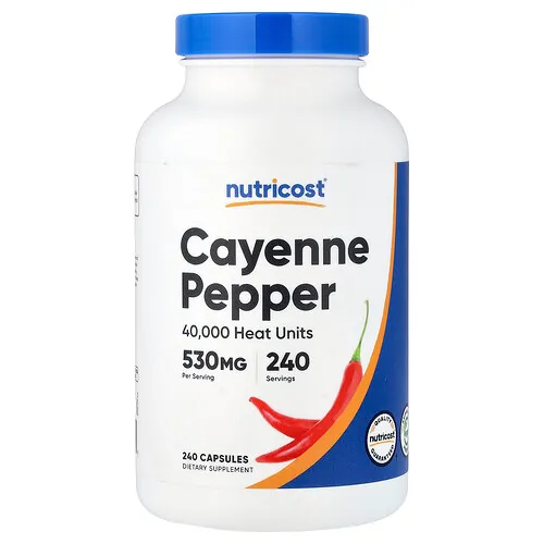 Nutricost, Pimienta de cayena, 530 mg, 240 cápsulas