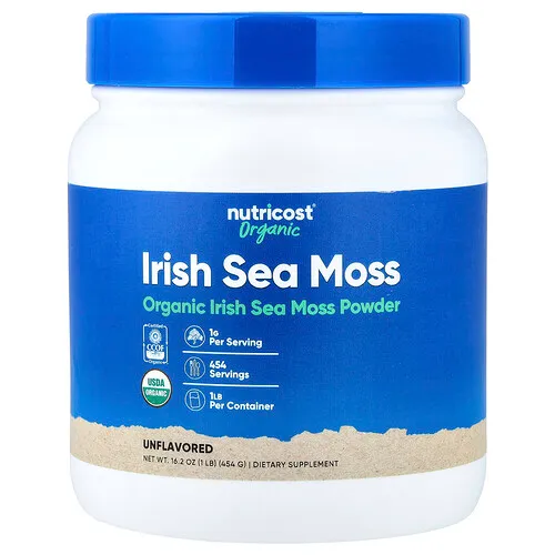 Nutricost, Musgo marino irlandés orgánico en polvo, Sin sabor, 454 g (16,2 oz)