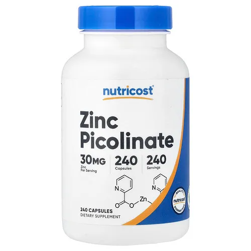 Nutricost, Picolinato de zinc, 30 mg, 240 cápsulas