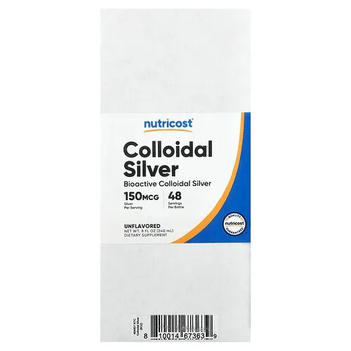 Nutricost, Plata coloidal, Sin sabor, 240 ml (8 oz. líq.)