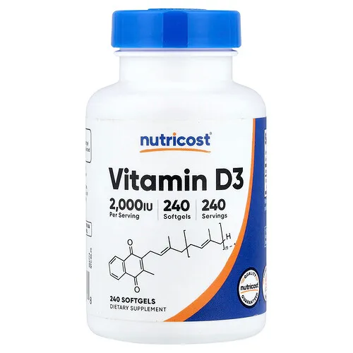 Nutricost, Vitamina D3, 2000 UI, 240 cápsulas blandas