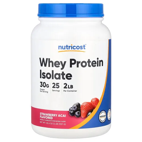 Nutricost, Aislado de proteína de suero de leche, Fresa y asaí, 907 g (2 lb)