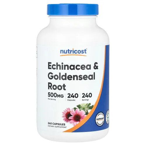 Nutricost, Equinácea y raíz de sello de oro, 500 mg, 240 cápsulas