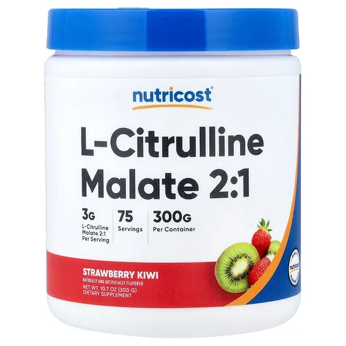 Nutricost, Malato de L-citrulina 2:1, Fresa y kiwi, 300 g (10,7 oz)
