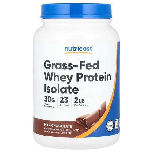 Nutricost, Aislado de proteína de suero de leche proveniente de animales alimentados con pasturas, Chocolate con leche, 907 g (2 lb)