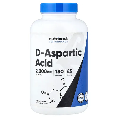 Nutricost, Performance, Ácido D-aspártico, 180 cápsulas (500 mg por cápsula)