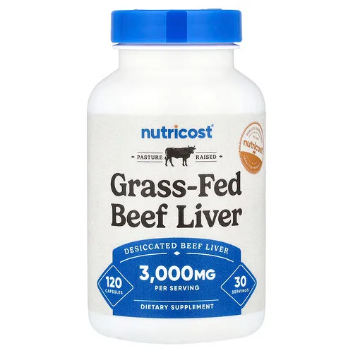Nutricost, Hígado de res alimentada con pasturas, 120 cápsulas (750 mg por cápsula)