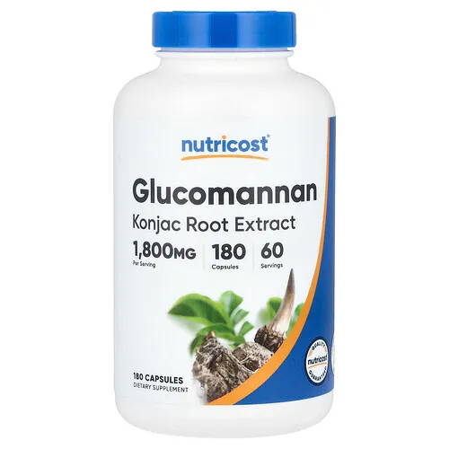 Nutricost, Glucomanano, Extracto de raíz de konjac, 180 cápsulas (600 mg por cápsula)