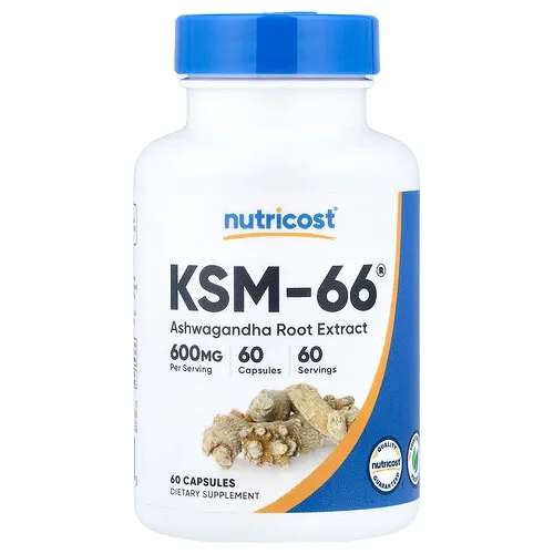 Nutricost, KSM-66®, Extracto de raíz de ashwagandha, 60 cápsulas
